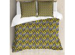 Abakuhaus Set Copripiumino Paisley Per Letti Singoli, Motivo Orientale Modernizzato, Antiacaro, Adatto A Chi Soffre Di Allergie, Con Federa, 200 Cm X 200 Cm - 80 X 80 Cm, Giallo Terra, Tortora Chiaro