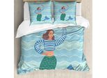 Abakuhaus Set Copripiumino Per Letto Singolo, Happy Fish Tailed Woman, Antiacaro, Adatto A Chi Soffre Di Allergie, Con Federa, 155 Cm X 220 Cm - 80 X 80 Cm, Multicolore