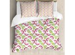 Abakuhaus Set Copripiumino Per Letto Singolo, Motivo Kiwi E Anguria, Antiacaro, Adatto A Chi Soffre Di Allergie, Con Federa, 155 Cm X 220 Cm - 80 X 80 Cm, Rosa Mela Verde