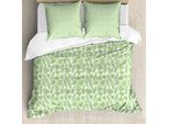 Abakuhaus Set Copripiumino Aloha Per Letti Singoli, Hawaii Jungle Leaves Arcadia, Antiacaro, Adatto A Chi Soffre Di Allergie, Con Federa, 200 Cm X 200 Cm - 80 X 80 Cm, Verde Lime E Bianco