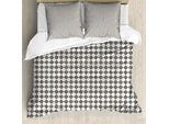 Abakuhaus Set Copripiumino Geometrico Per Letti Singoli, Grunge Striped Rhombuses, Antiacaro, Adatto A Chi Soffre Di Allergie, Con Federa, 200 Cm X 200 Cm - 80 X 80 Cm, Guscio D'uovo Grigio Antracite