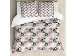 Abakuhaus Set Copripiumino Reversibile Per Letti Singoli, Toucan Vintage E Fiori, Antiacaro, Adatto A Chi Soffre Di Allergie, Con Federa, 200 Cm X 200 Cm - 80 X 80 Cm, Bianco Sporco Multicolore