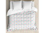 Abakuhaus Set Copripiumino Geometrico Per Letti Singoli, Triangoli E Pois Pastello, Antiacaro E Anallergico Con Federa, 155 Cm X 220 Cm - 80 X 80 Cm, Seafoam Rose