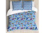 Abakuhaus Set Copripiumino Per Letti Singoli, Scarpe Invernali Colorate, Antiacaro, Adatto A Chi Soffre Di Allergie, Con Federa, 200 Cm X 200 Cm - 80 X 80 Cm, Pale Sky Blue Multicolor