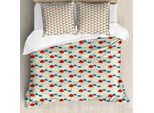 Set Copripiumino Abakuhaus Per Letti Singoli, Childish Autumn Drops Umbrellas, Antiacaro, Adatto A Chi Soffre Di Allergie, Con Federa, 155 Cm X 220 Cm - 80 X 80 Cm, Crema Multicolore