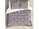 Abakuhaus Set Copripiumino Nostalgico Per Letti Singoli, Motivo Botanico Vintage, Antiacaro, Adatto A Chi Soffre Di Allergie, Con Federa, 200 Cm X 200 Cm - 80 X 80 Cm, Viola Grigio Multicolore
