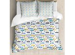 Abakuhaus Set Copripiumino Per Letti Singoli, Motivo Childish Wagen, Antiacaro, Adatto A Chi Soffre Di Allergie, Con Federa, 155 Cm X 220 Cm - 80 X 80 Cm, Multicolore