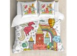Abakuhaus Set Copripiumino Per Letto Singolo, Princess Castle Nursery, Antiacaro, Adatto A Chi Soffre Di Allergie, Con Federa, 200 Cm X 200 Cm - 80 X 80 Cm, Multicolore