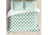 Abakuhaus Set Copripiumino Tropicale Per Letti Singoli, Hawaiian Arcadia Monstera, Antiacaro, Adatto A Chi Soffre Di Allergie, Con Federa, 155 Cm X 220 Cm - 80 X 80 Cm, Verde Trifoglio E Bianco