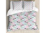 Abakuhaus Set Copripiumino Per Letto Singolo Flora, Spring Garden Growth Essence, Antiacaro, Adatto A Chi Soffre Di Allergie, Con Federa, 200 Cm X 200 Cm - 80 X 80 Cm, Multicolore