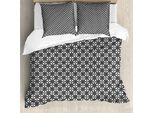 Abakuhaus Set Copripiumino Per Letti Singoli, Motivi Floreali Continui, Antiacaro, Adatto A Chi Soffre Di Allergie, Con Federa, 155 Cm X 220 Cm - 80 X 80 Cm, Grigio Antracite Bianco