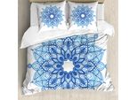 Abakuhaus Set Copripiumino Blu Mandala Per Letti Singoli, Motivo Floreale Etnico, Antiacaro, Adatto A Chi Soffre Di Allergie, Con Federa, 200 Cm X 200 Cm - 80 X 80 Cm, Azzurro Cielo Blu Intenso