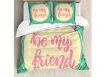 Abakuhaus Set Copripiumino Best Friend Per Letti Singoli, Motivo Floreale Rotondo, Antiacaro, Adatto A Chi Soffre Di Allergie, Con Federa, 155 Cm X 220 Cm - 80 X 80 Cm, Giallo Pallido Rosa Pastello