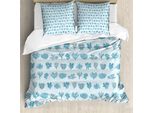 Abakuhaus Set Copripiumino Nautico Per Letti Singoli, Coralli E Piante Oceaniche, Antiacaro, Adatto A Chi Soffre Di Allergie, Con Federa, 155 Cm X 220 Cm - 80 X 80 Cm, Azzurro Mare Blu