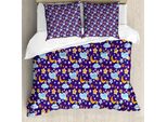 Abakuhaus Set Copripiumino Per Lettini Singoli, Dormire Childish Cartoon, Antiacaro, Adatto A Chi Soffre Di Allergie, Con Federa, 155 Cm X 220 Cm - 80 X 80 Cm, Multicolore Quarzo