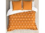 Set Copripiumino Abakuhaus Per Letti Singoli, Stelle Decorative Orientali, Antiacaro, Adatto A Chi Soffre Di Allergie, Con Federa, 200 Cm X 200 Cm - 80 X 80 Cm, Arancione Bruciato E Bianco