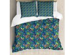 Abakuhaus Set Copripiumino Paradiesvogel Per Letti Singoli, Jungle Flourishing, Antiacaro, Adatto A Chi Soffre Di Allergie, Con Federa, 200 Cm X 200 Cm - 80 X 80 Cm, Multicolore
