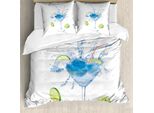 Abakuhaus Set Copripiumino Per Letto Singolo, Martini Spritzen Lime, Antiacaro, Adatto A Chi Soffre Di Allergie, Con Federa, 200 Cm X 200 Cm - 80 X 80 Cm, Verde Avocado Sea Blue