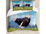 Abakuhaus Set Copripiumino Per Letto Singolo, Paesaggio E Animali, Antiacaro, Adatto A Chi Soffre Di Allergie, Con Federa, 200 Cm X 200 Cm - 80 X 80 Cm, Multicolore