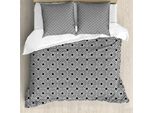 Abakuhaus Set Copripiumino Artistico Per Letti Singoli, Fanning Round Stripes, Antiacaro E Anallergico Con Federa, 200 Cm X 200 Cm - 80 X 80 Cm, Grigio Antracite E Bianco