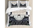 Abakuhaus Set Copripiumino Per Letto Singolo, Vecchia Tastiera Meccanica, Antiacaro, Adatto A Chi Soffre Di Allergie, Con Federa, 200 Cm X 200 Cm - 80 X 80 Cm, Grigio Champagne