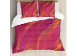 Abakuhaus Set Copripiumino Artistico Astratto Per Letti Singoli, Forme Fluide Artistiche, Antiacaro, Adatto A Chi Soffre Di Allergie, Con Federa, 200 Cm X 200 Cm - 80 X 80 Cm, Magenta Arancione