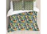 Abakuhaus Set Copripiumino Artistico Per Letti Singoli, Design A Quadrati, Antiacaro, Adatto A Chi Soffre Di Allergie, Con Federa, 200 Cm X 200 Cm - 80 X 80 Cm, Multicolore