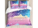 Abakuhaus Set Copripiumino Artistico Per Letti Singoli, Nuvole E Stelle, Antiacaro, Adatto A Chi Soffre Di Allergie, Con Federa, 155 Cm X 220 Cm - 80 X 80 Cm, Multicolore