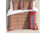Abakuhaus Set Copripiumino Per Letto Singolo, Telefon Kiosk Bricks, Antiacaro, Adatto A Chi Soffre Di Allergie, Con Federa, 200 Cm X 200 Cm - 80 X 80 Cm, Pale Rust Vermilion