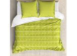 Abakuhaus Set Copripiumino Vivace Per Letti Singoli, Geometria Minimalista Verde, Antiacaro, Adatto A Chi Soffre Di Allergie, Con Federa, 200 Cm X 200 Cm - 80 X 80 Cm, Verde Avocado