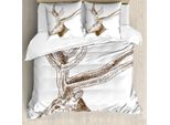 Abakuhaus Set Copripiumino Per Letti Singoli Wild, Wild Animal Engraving, Antiacaro, Adatto A Chi Soffre Di Allergie, Con Federa, 200 Cm X 200 Cm - 80 X 80 Cm, Fawn Sepia E Bianco