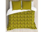 Abakuhaus Set Copripiumino Con Stampa Animale Per Letti Singoli, Leopardo Sintetico, Antiacaro, Adatto A Chi Soffre Di Allergie, Con Federa, 155 Cm X 220 Cm - 80 X 80 Cm, Giallo Coke Grigio