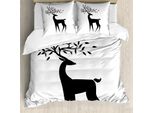 Abakuhaus Set Copripiumino Per Letti Singoli Wild Jagen, Motivo Renna, Antiacaro, Adatto A Chi Soffre Di Allergie, Con Federa, 155 Cm X 220 Cm - 80 X 80 Cm, Grigio Antracite E Bianco