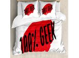Abakuhaus Set Copripiumino Geeky Per Letti Singoli, 100% Geek Wording, Antiacaro, Adatto A Chi Soffre Di Allergie, Con Federa, 155 Cm X 220 Cm - 80 X 80 Cm, Corallo Scuro Grigio Antracite