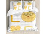 Abakuhaus Set Copripiumino Geeky Per Letti Singoli, Occhiali Nerd Arancioni, Antiacaro, Adatto A Chi Soffre Di Allergie, Con Federa, 200 Cm X 200 Cm - 80 X 80 Cm, Arancione E Bianco