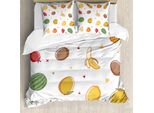 Abakuhaus Set Copripiumino Per Letti Singoli, Ananas, Banana, Arancia, Antiacaro, Adatto A Chi Soffre Di Allergie, Con Federa, 155 Cm X 220 Cm - 80 X 80 Cm, Multicolore