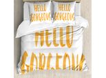 Abakuhaus Ciao Splendido Set Copripiumino Per Letti Singoli, Stile Acquerello, Antiacaro, Adatto A Chi Soffre Di Allergie, Con Federa, 200 Cm X 200 Cm - 80 X 80 Cm, Arancione Chiaro E Bianco