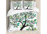 Abakuhaus Set Copripiumino Per Letto Singolo, Stile Astratto Minimalista Naturale, Antiacaro E Anallergico, Con Federa, 155 Cm X 220 Cm - 80 X 80 Cm, Verde Grigio