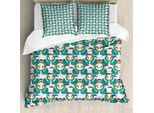 Abakuhaus Set Copripiumino Per Letti Singoli Swans, Mystic Aquatic Uccello E Sole, Antiacaro, Adatto A Chi Soffre Di Allergie, Con Federa, 155 Cm X 220 Cm - 80 X 80 Cm, Seafoam Multicolor