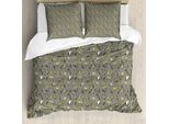 Abakuhaus Set Copripiumino Giallo Per Letti Singoli, Motivo Tulipani, Antiacaro, Adatto A Chi Soffre Di Allergie, Con Federa, 155 Cm X 220 Cm - 80 X 80 Cm, Marrone Ardesia E Giallo