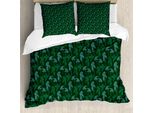Abakuhaus Set Copripiumino Tropicale Per Letti Singoli, Motivo Growth Jungle Leaves, Antiacaro, Adatto A Chi Soffre Di Allergie, Con Federa, 155 Cm X 220 Cm - 80 X 80 Cm, Smeraldo Azzurro Pallido