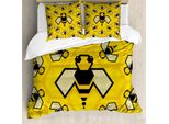 Abakuhaus Set Copripiumino Per Letto Singolo BienenköNigin, Geometrico Digitale, Antiacaro, Adatto A Chi Soffre Di Allergie, Con Federa, 200 Cm X 200 Cm - 80 X 80 Cm, Giallo Coke Grigio