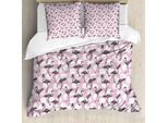 Abakuhaus Set Copripiumino Per Letto Singolo Flamingo, Uccelli Esotici Moderni, Antiacaro, Adatto A Chi Soffre Di Allergie, Con Federa, 155 Cm X 220 Cm - 80 X 80 Cm, Azzurro Baby Grigio Antracite