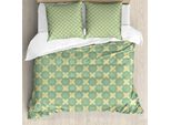 Abakuhaus Set Copripiumino Blu Mandala Per Letti Singoli, Motivo Floreale Orientale, Antiacaro E Anallergico Con Federa, 155 Cm X 220 Cm - 80 X 80 Cm, Verde Alloro E Crema