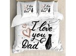 Abakuhaus Set Copripiumino Per Letto Singolo Per La Festa Del Papà, Con La Scritta "Ti Voglio Bene Papà"", Antiacaro, Adatto A Chi Soffre Di Allergie, Con Federa, 200 Cm X 200 Cm - 80 X 80 Cm, Pale Rust Coke Grigio"