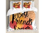Abakuhaus Set Copripiumino Best Friend Per Letti Singoli, Per Sempre Insieme Amore, Antiacaro, Adatto A Chi Soffre Di Allergie, Con Federa, 200 Cm X 200 Cm - 80 X 80 Cm, Bianco, Pesca Scuro, Corallo