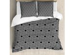 Abakuhaus Set Copripiumino Artistico Per Letti Singoli, Effetto Ondulato Esagoni, Antiacaro, Adatto A Chi Soffre Di Allergie, Con Federa, 200 Cm X 200 Cm - 80 X 80 Cm, Grigio Antracite E Bianco
