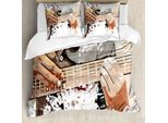 Abakuhaus Set Copripiumino Rock'n'Roll Per Letti Singoli, Si Suona La Chitarra, Antiacaro Adatto A Chi Soffre Di Allergie Con Federa, 200 Cm X 200 Cm - 80 X 80 Cm, Bianco Multicolore