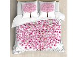 Abakuhaus Set Copripiumino Per Letti Singoli, Semplice Fiore Di Ciliegio, Antiacaro, Adatto A Chi Soffre Di Allergie, Con Federa, 155 Cm X 220 Cm - 80 X 80 Cm, Rosa Marrone Scuro