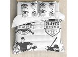Abakuhaus Set Copripiumino Per Letti Singoli, Baseball E Softball, Antiacaro, Adatto A Chi Soffre Di Allergie, Con Federa, 200 Cm X 200 Cm - 80 X 80 Cm, Grigio Antracite Bianco
